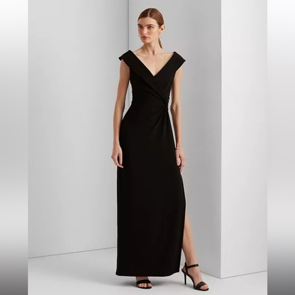Ralph Lauren V-Neck Column Gown - Picture 2 of 4